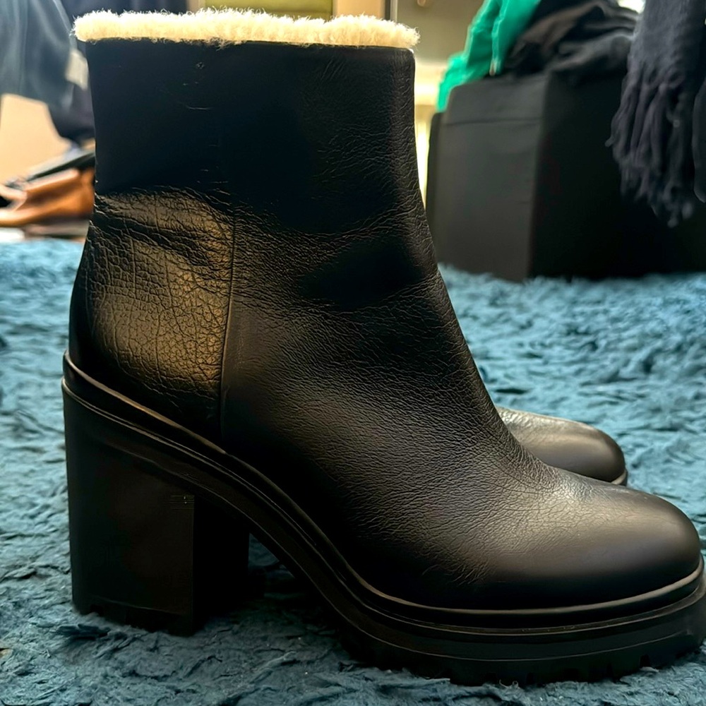 Rebecca Minkoff stylish chunky warm comfortable mid calf boot